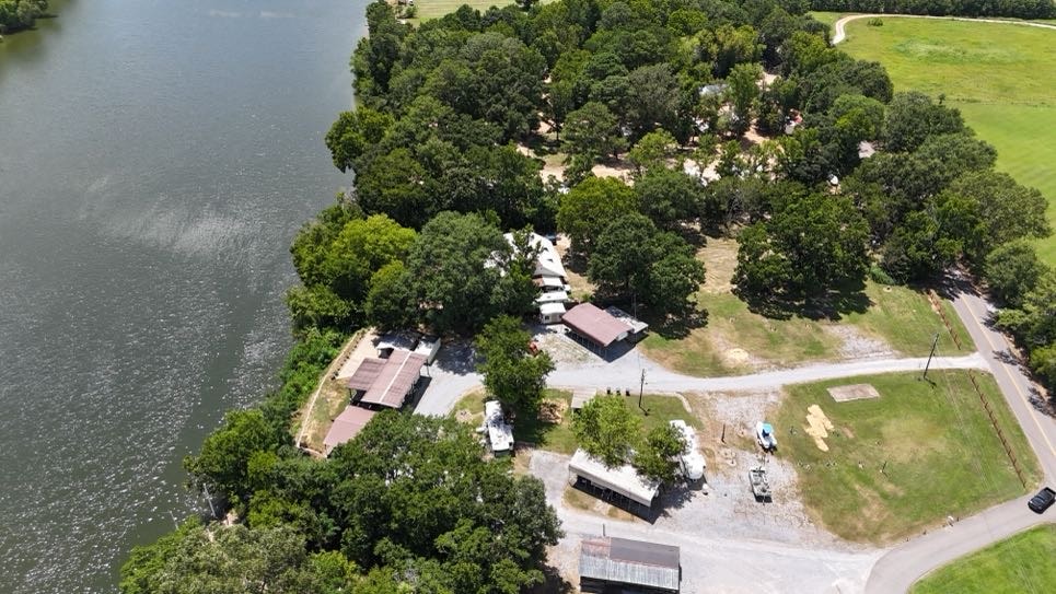 Aerial view of the Alabama River waterfront